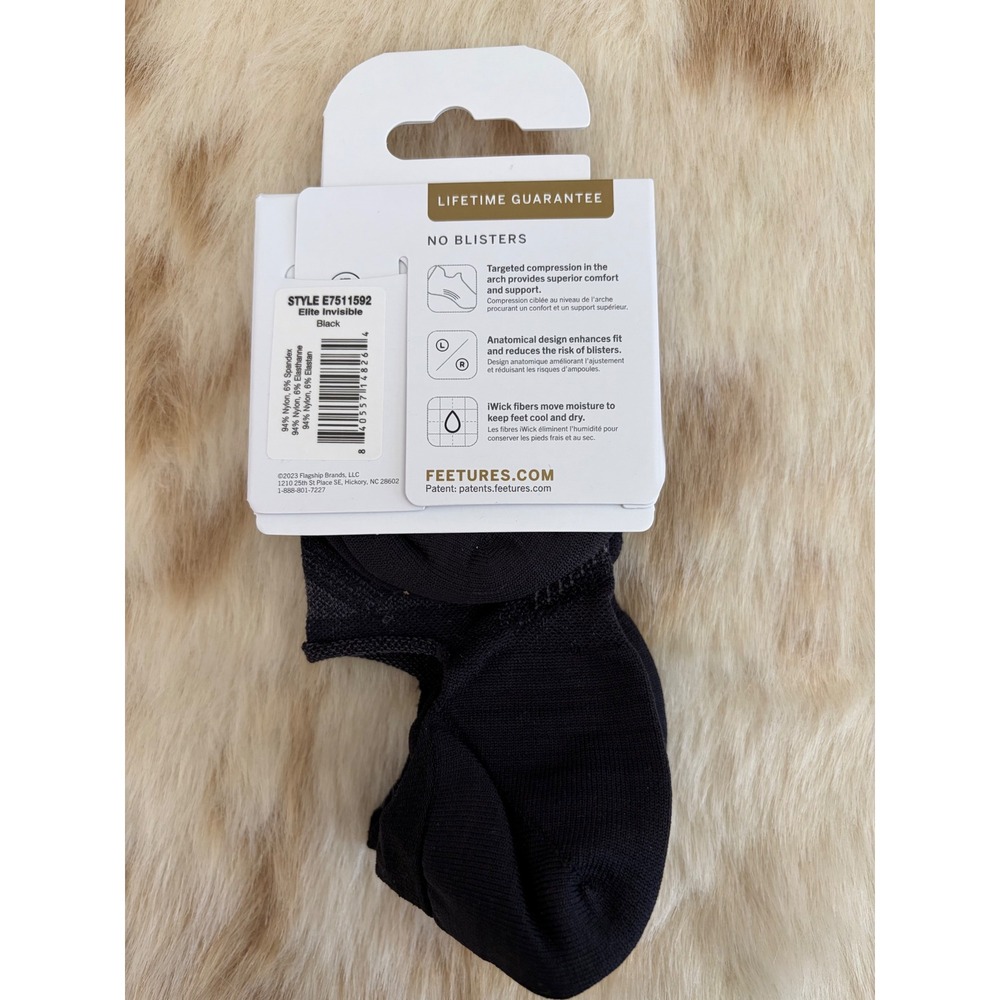 Feetures Elite Invisible Ultra Light No Show Running Socks Mens Medium Black New - Picture 2 of 2